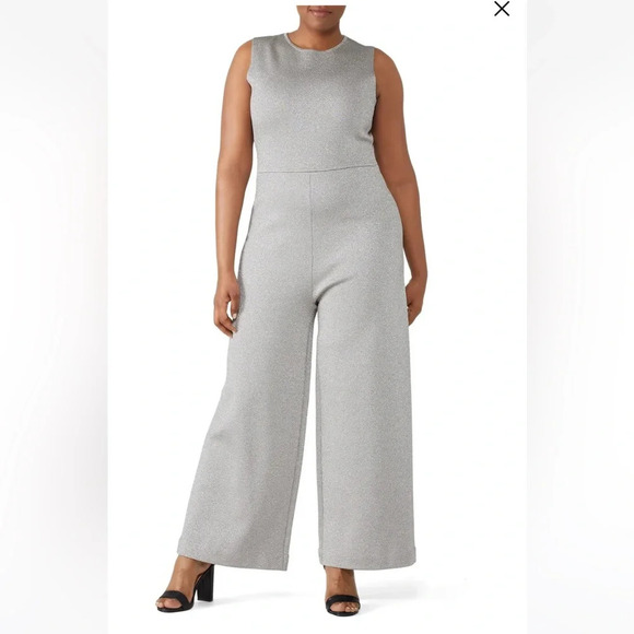 J Crew  Madison Lurex Silver Metallic Jumpsuit, BNWT, size XXL - Picture 1 of 11